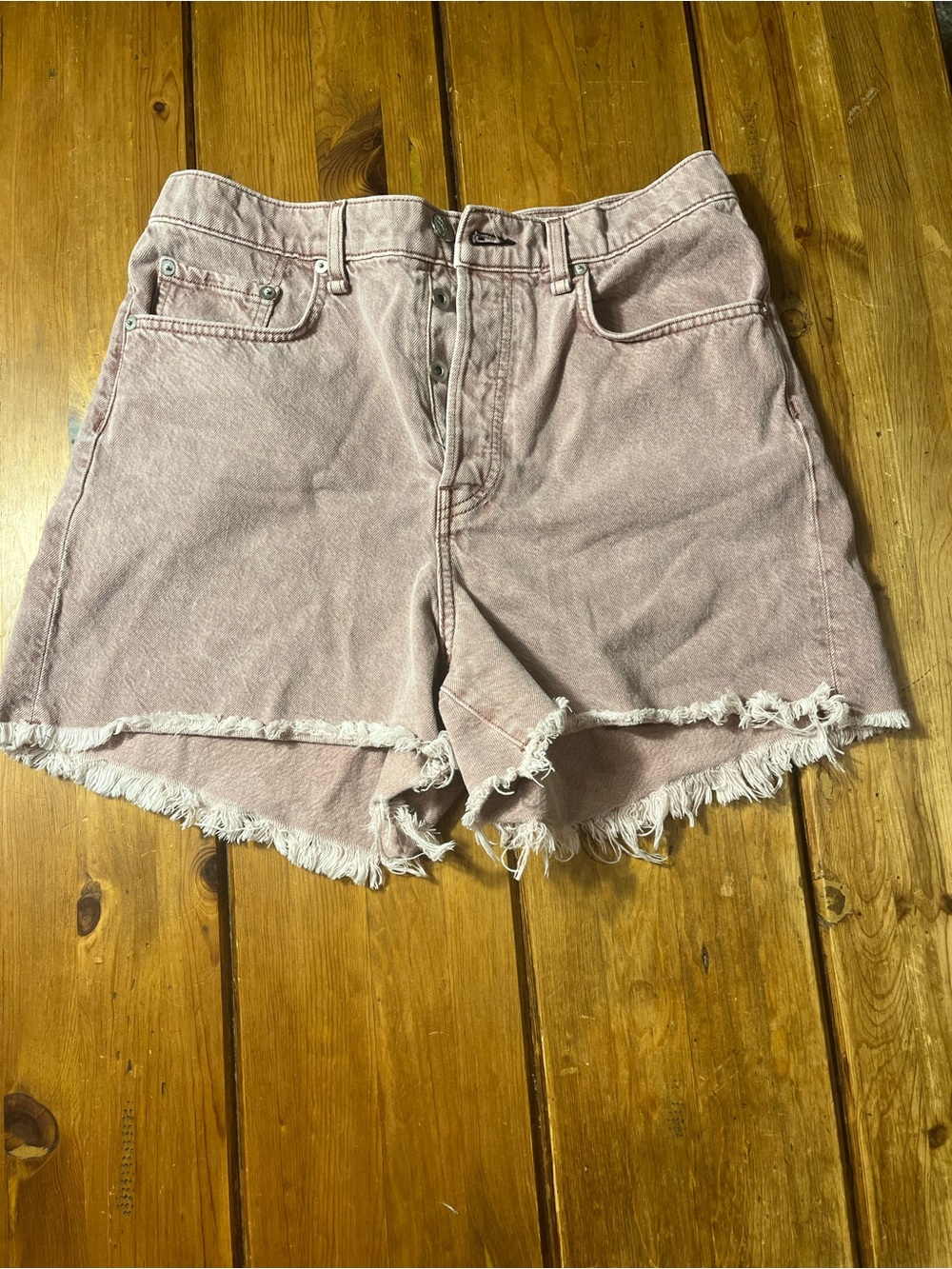 rag & bone Washed Blush Frayed Hem Denim Shorts